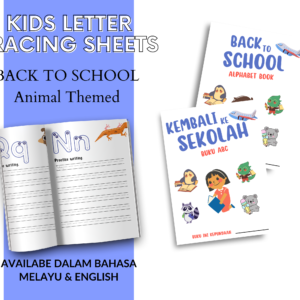 Preschool Kids Tracing Letters A - Z Worksheet (Animal Themed)