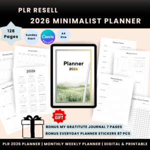 2026 Planner | Monthly Weekly Planner | Canva Editable | PLR